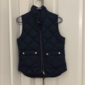 J. Crew Women's Quilted Navy Genuine Down Vest EUC